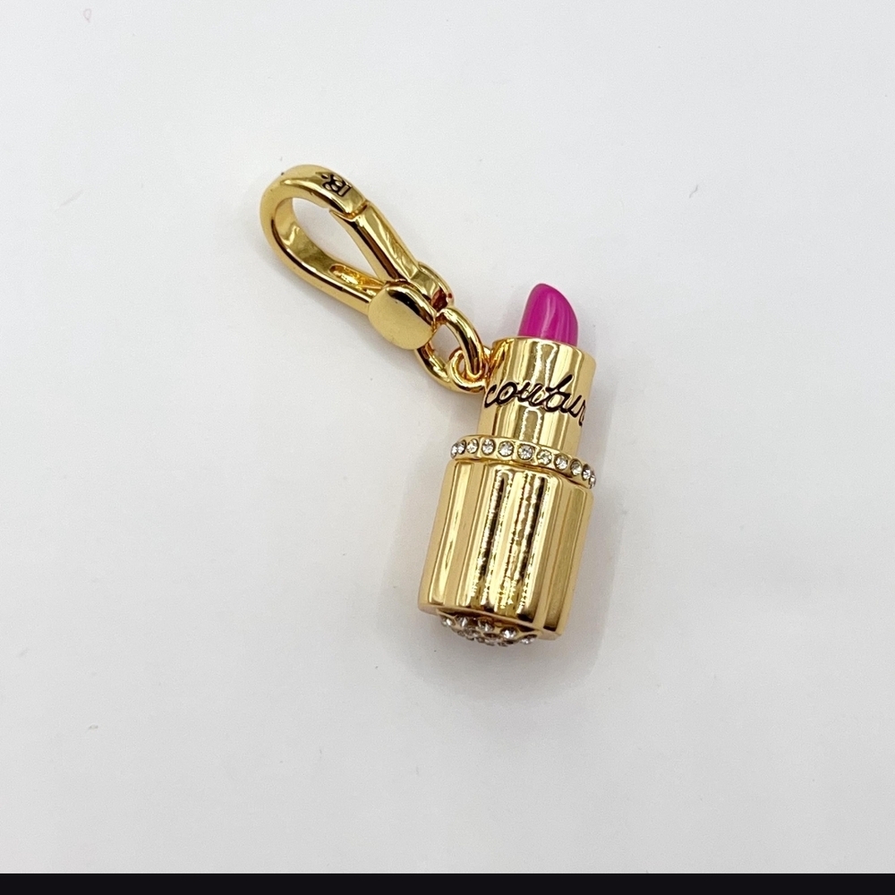 Juicy Couture / Gold and Pink Lipstick Charm Pendant / Valentines Day Gify